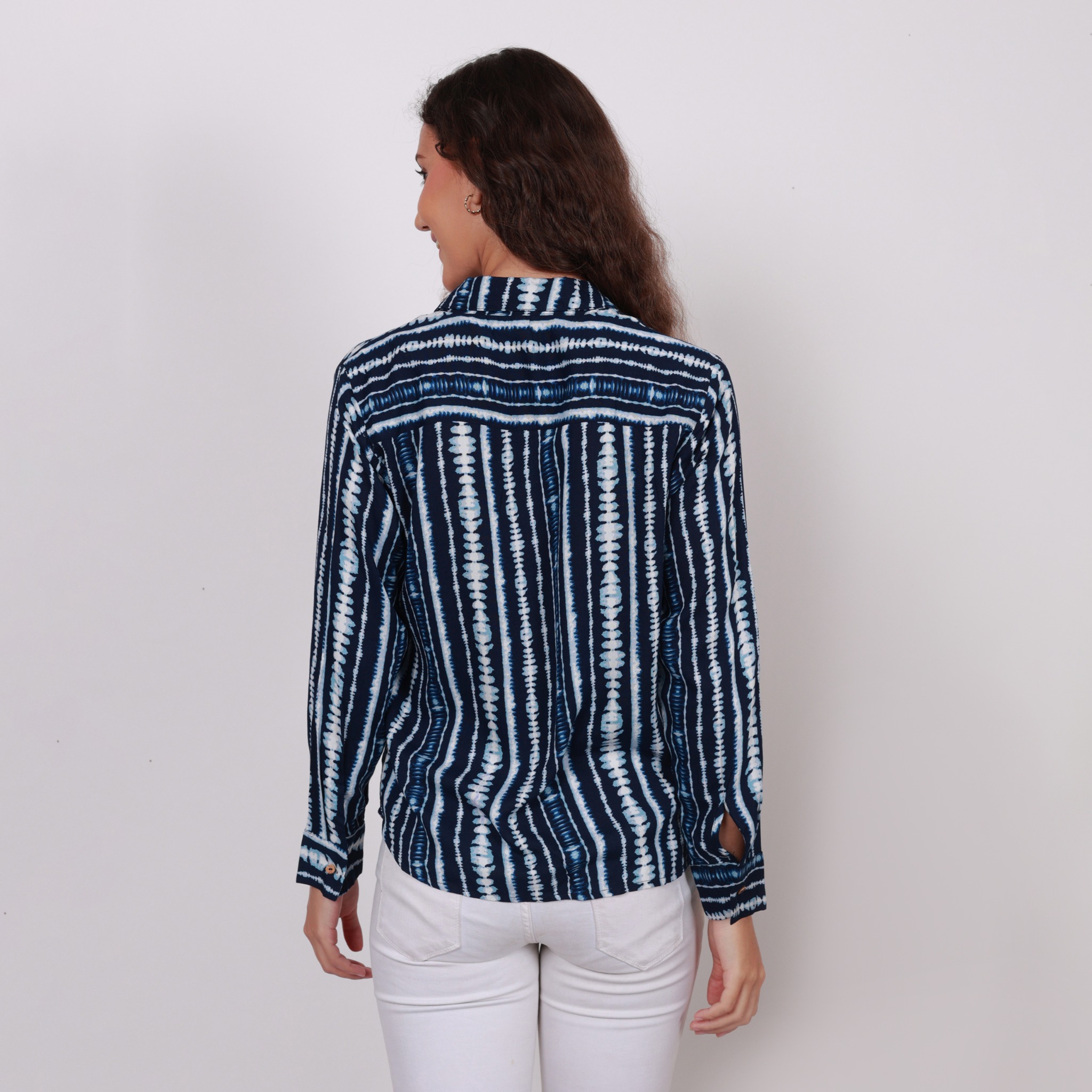 Modyne Navy Blue Printed Viscose Tunic Shirt